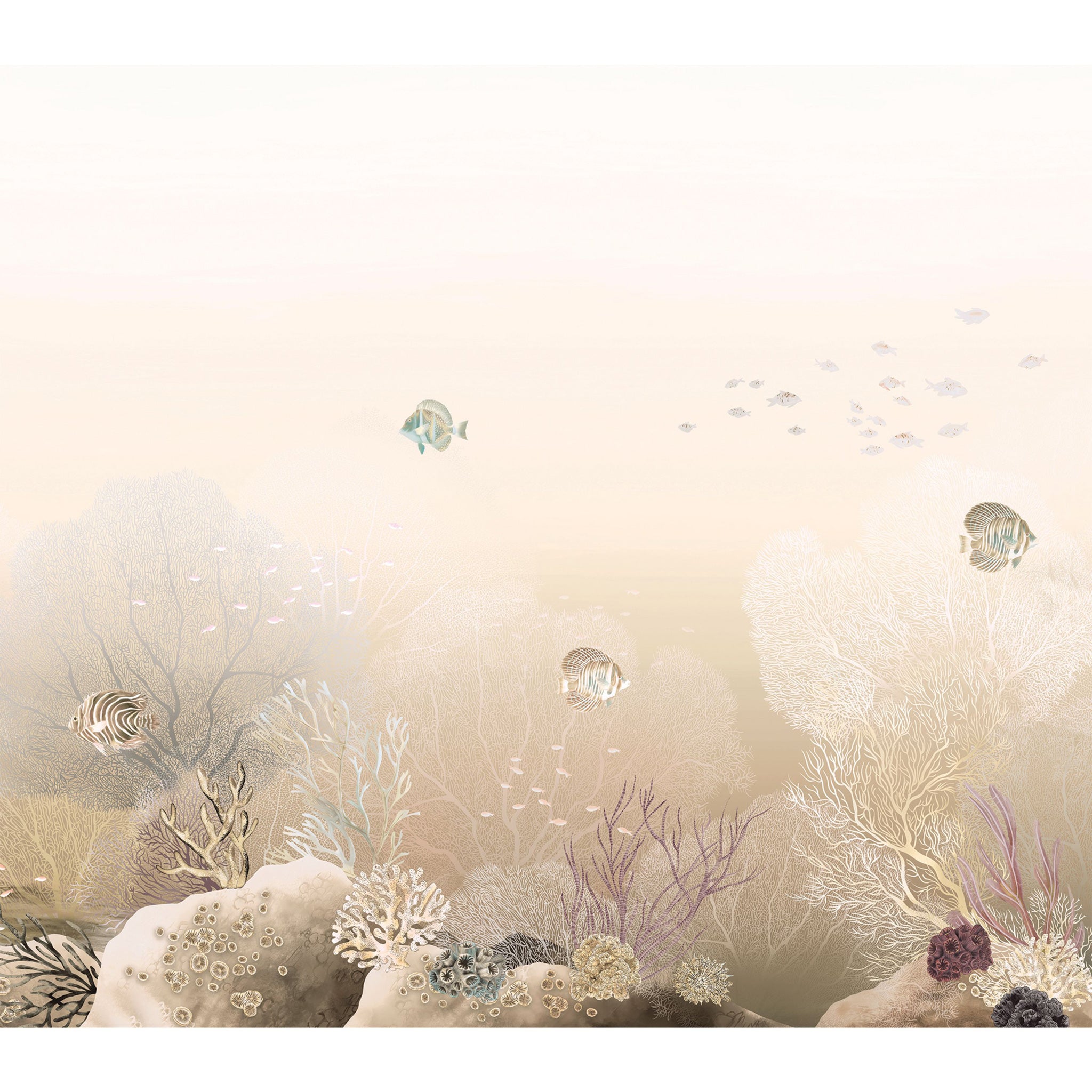 Underwater scene with coral and fish on a beige background