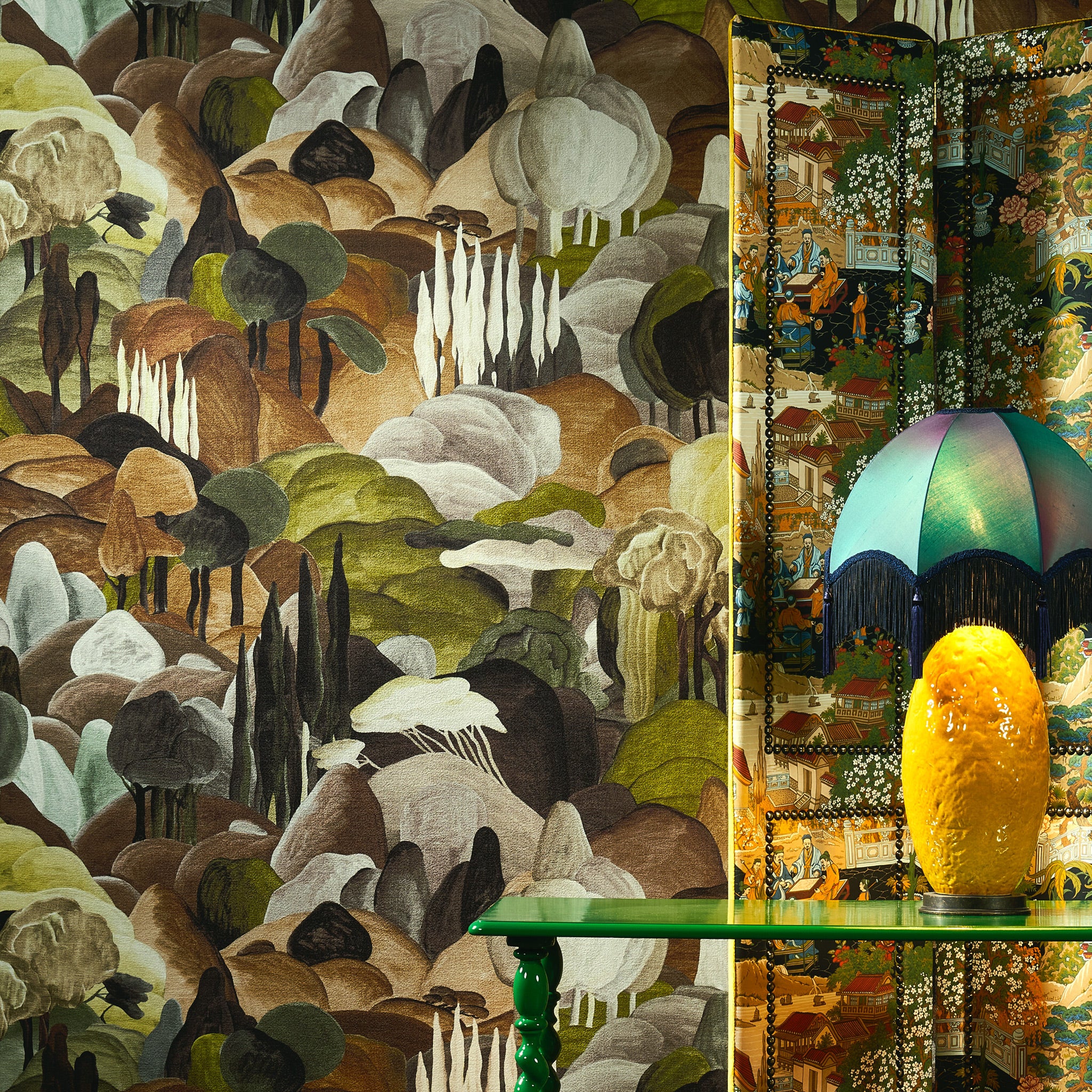 Arte 'All'ombra dei Cipressi' Wallpaper 97501 - Forest Walk Roomset