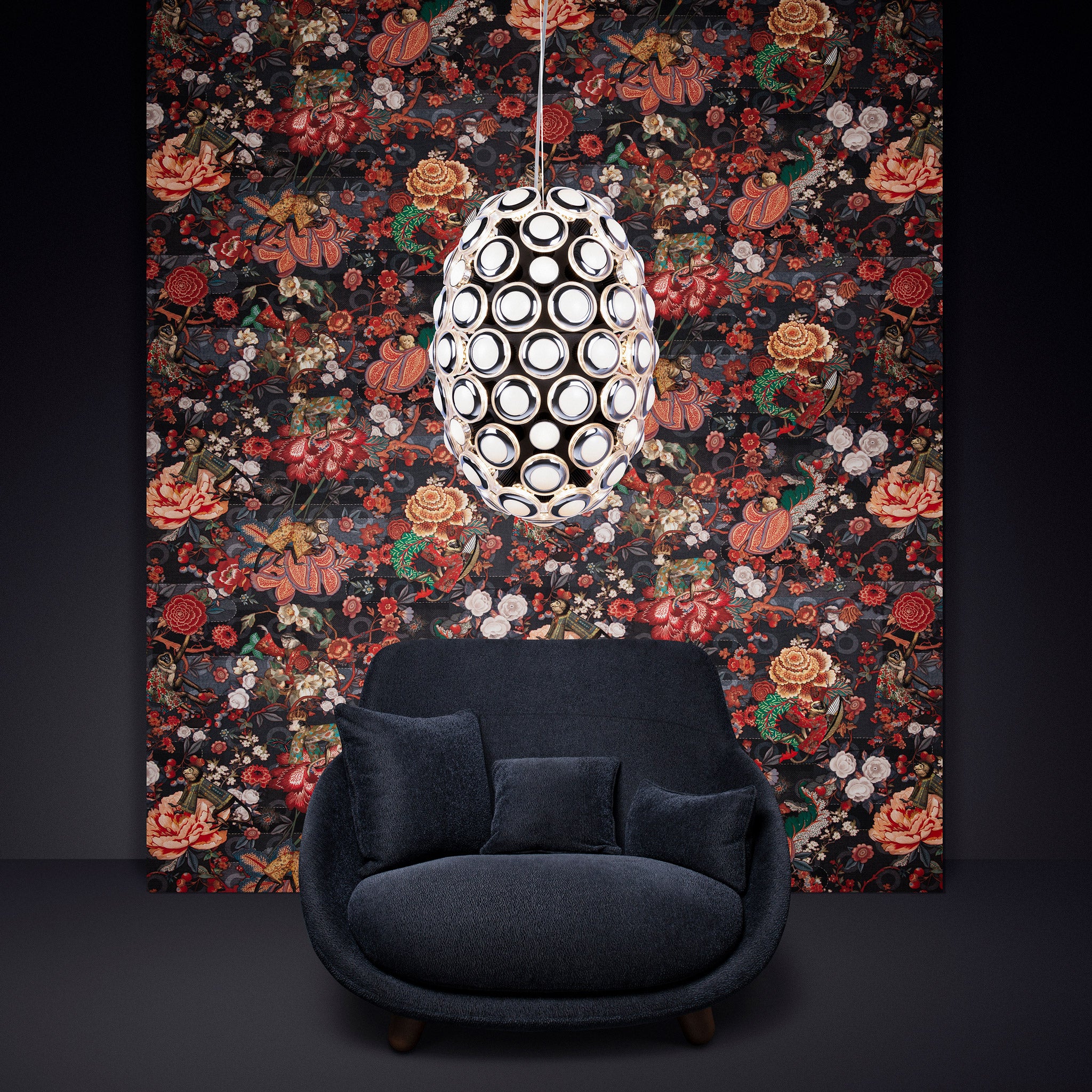 Arte x Moooi Wallcovering 'Rendezvous Tokyo Blue' Wallpaper MO3010 Roomset