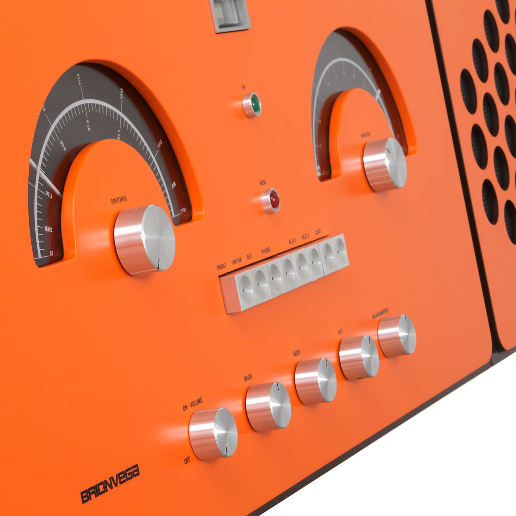 Brionvega 'Radiofonografo' RR226 Fo-St Orange Record Player Front Detail