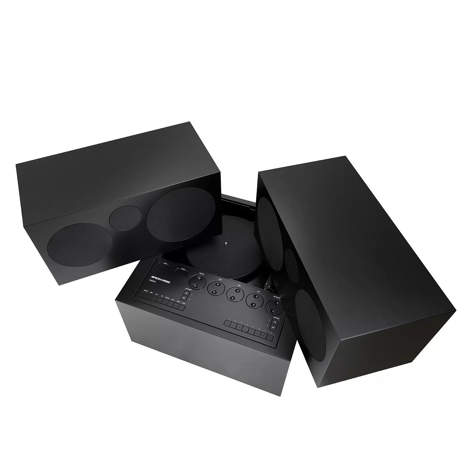 Brionvega 'Totem' RR231 Stereo & Record Player by Mario Bellini - Black Black Top