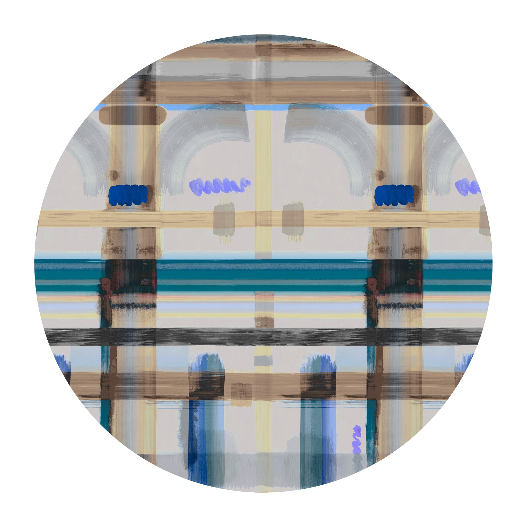 Moooi Carpets 'Corinthian Check' Round Rug by Kit Miles - Cobalt 250cm