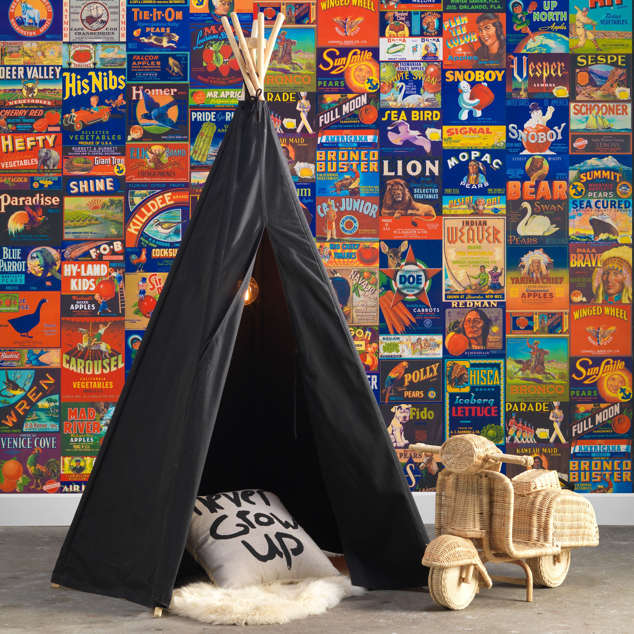 Crate Labels Wallpaper (People & Animals) by Mr & Mrs Vintage