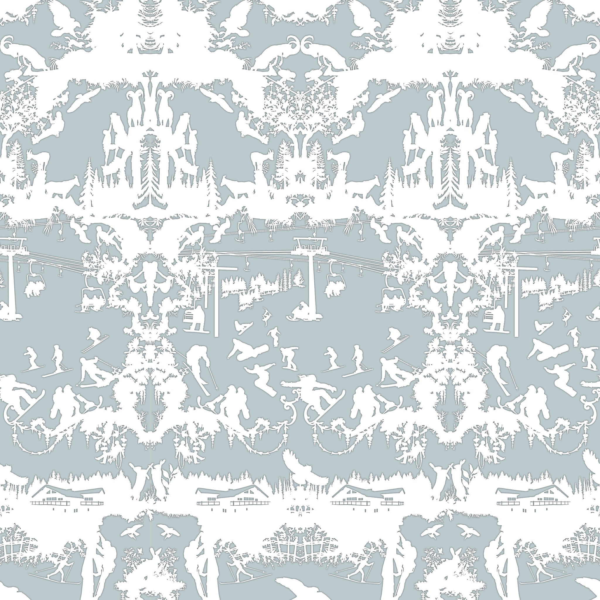 Timorous Beasties 'Alpine Toile' Wallpaper Sea Blue