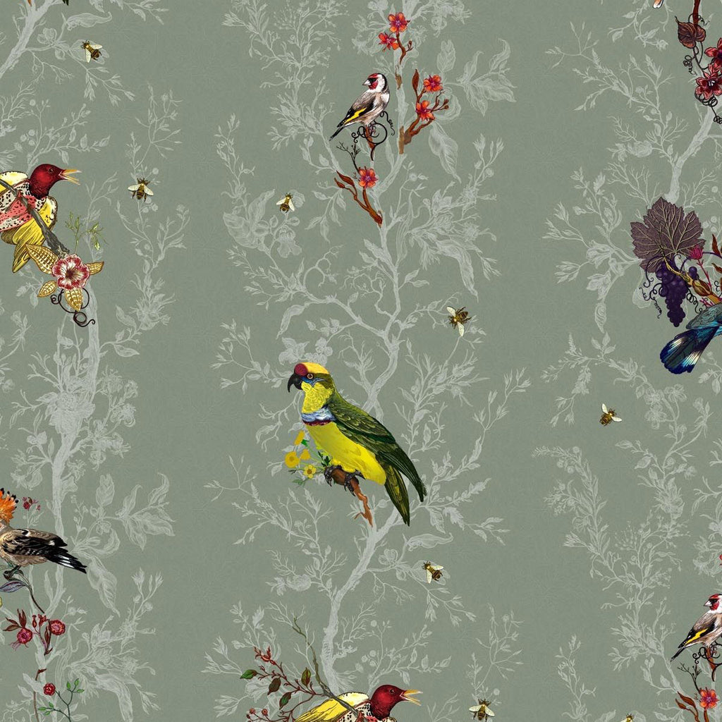 Timorous Beasties 'Birds N Bees' Wallpaper Sage