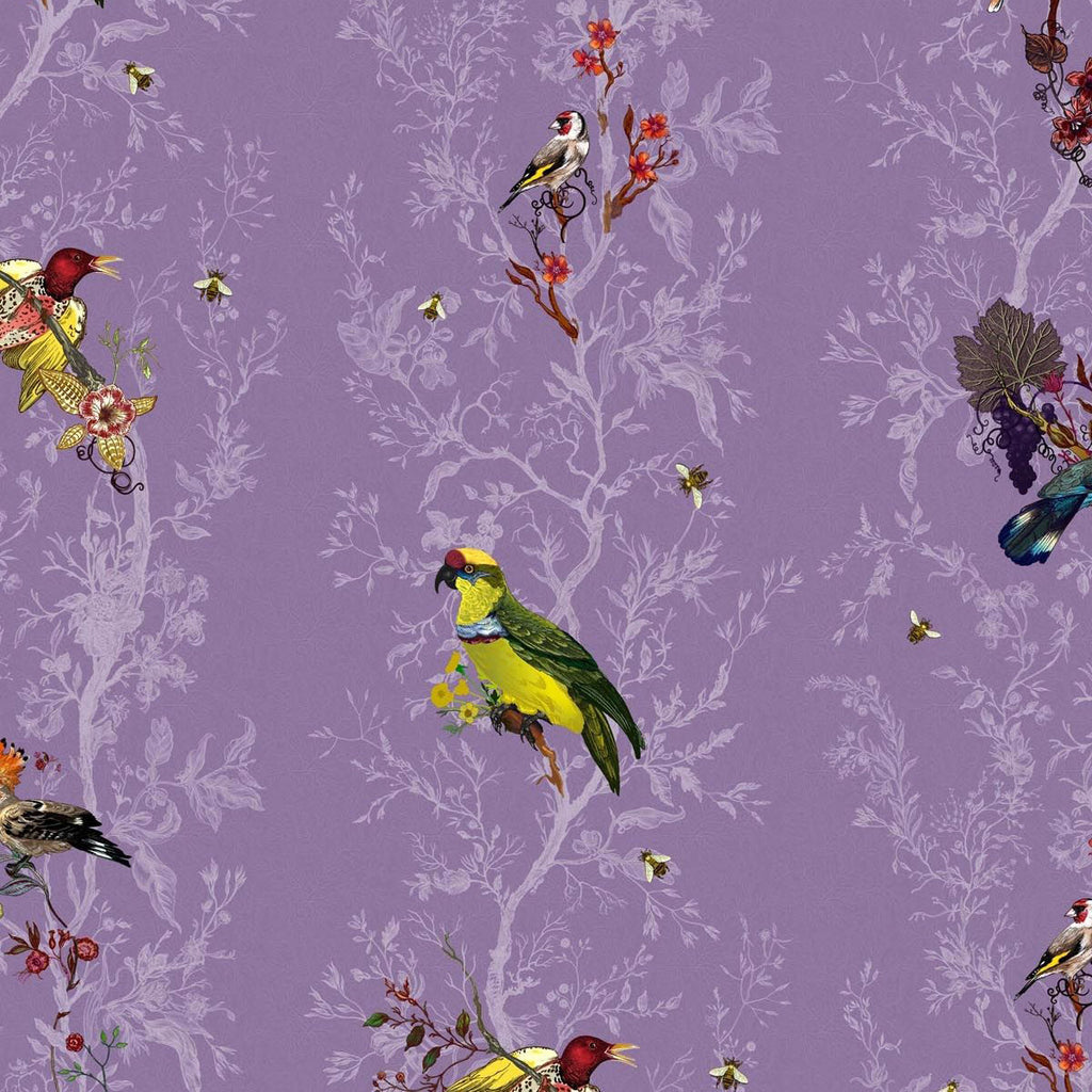 Timorous Beasties 'Birds N Bees' Wallpaper Violet