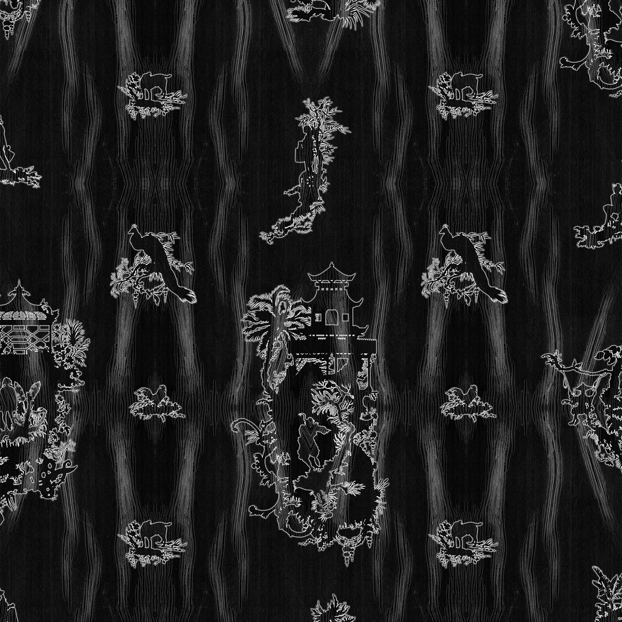 Timorous Beasties 'Chinoiserie Scenic' Wallpaper Peppercorn