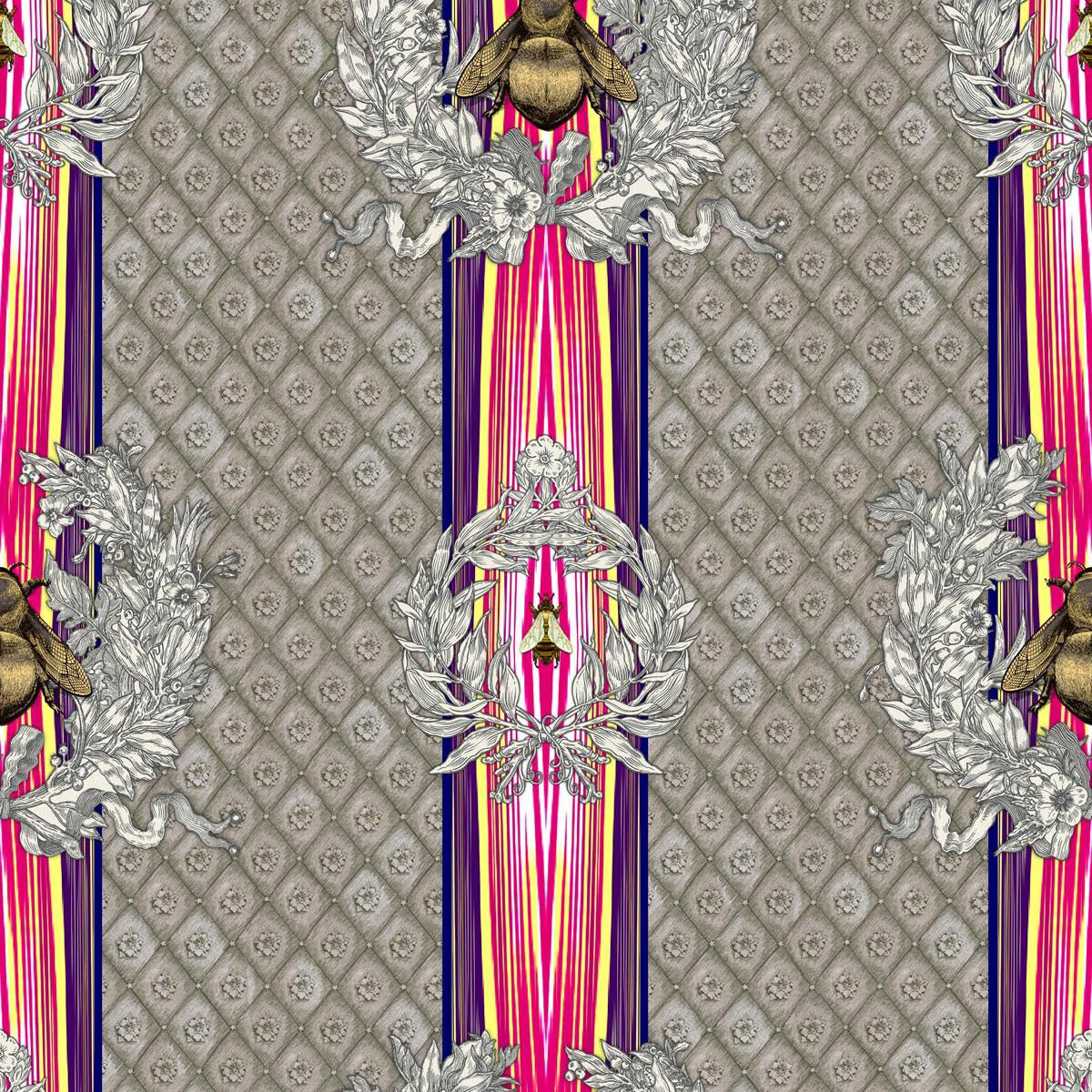 Timorous Beasties Civic Bee Wallpaper Grey