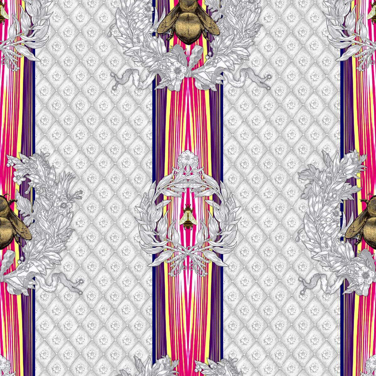 Timorous Beasties Civic Bee Wallpaper Silver