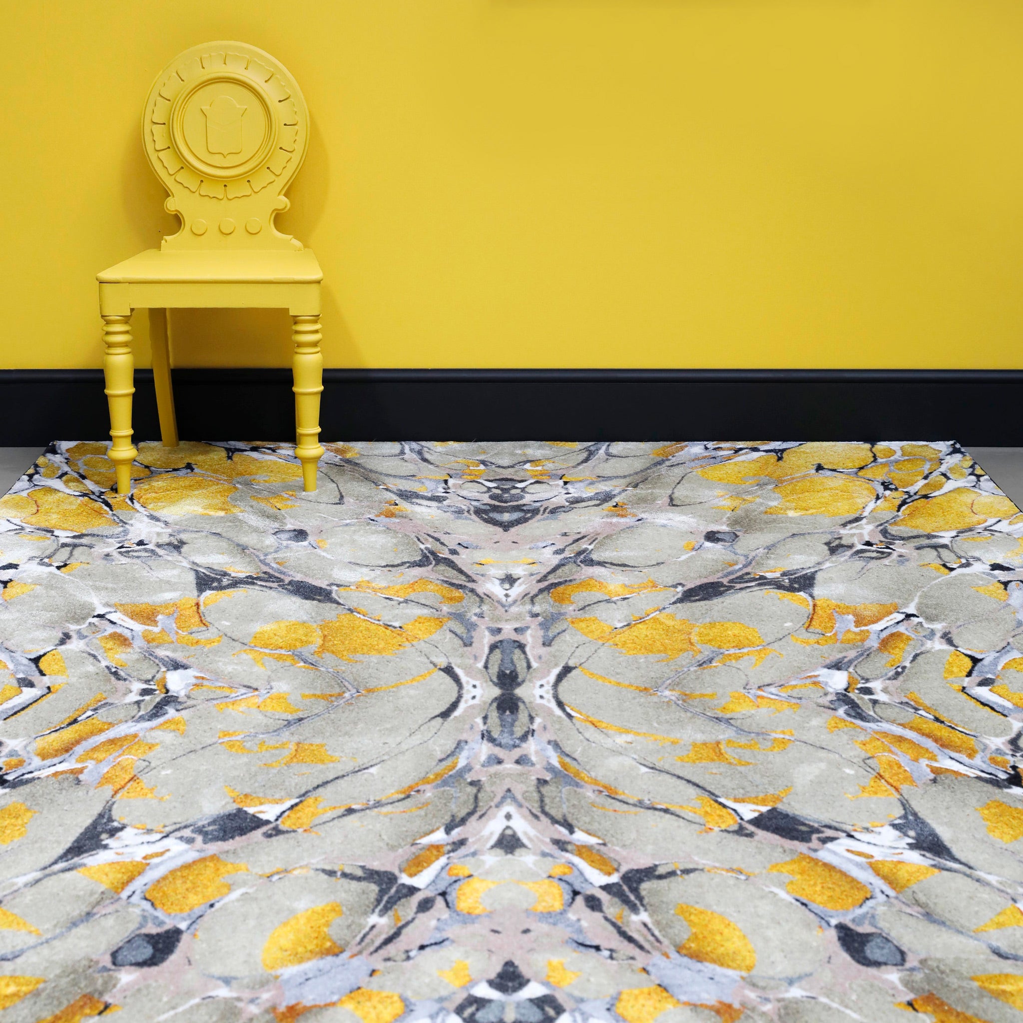 Timorous Beasties 'Ex Libris' Mustard Art Rug Room Scene