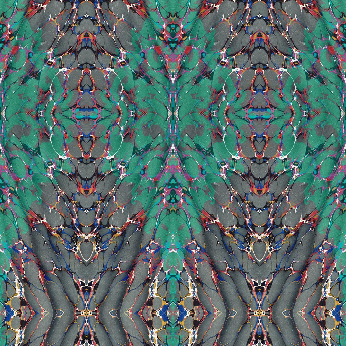 Timorous Beasties 'Ex Libris' Wallpaper Teal on Charcoal