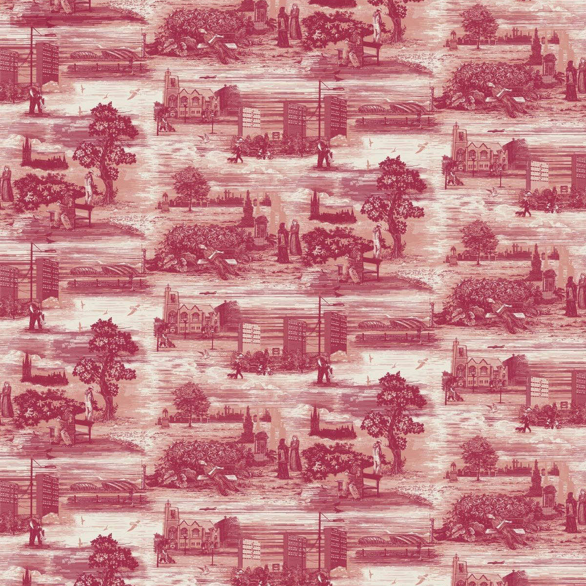 Timorous Beasties 'Glasgow Toile' Wallpaper Red