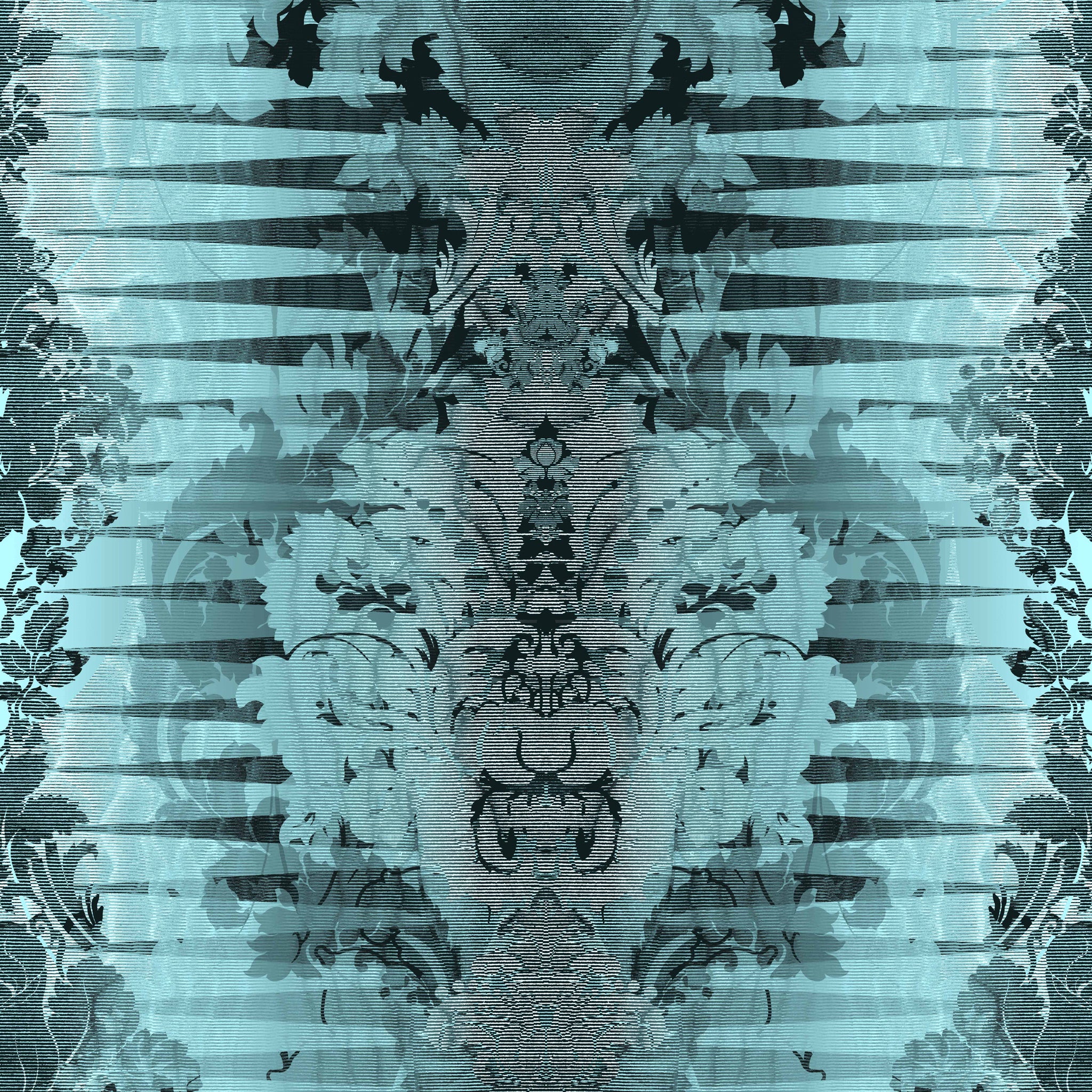 Timorous Beasties 'Moire Damask Foil' Wallpaper Gunmetal Blue