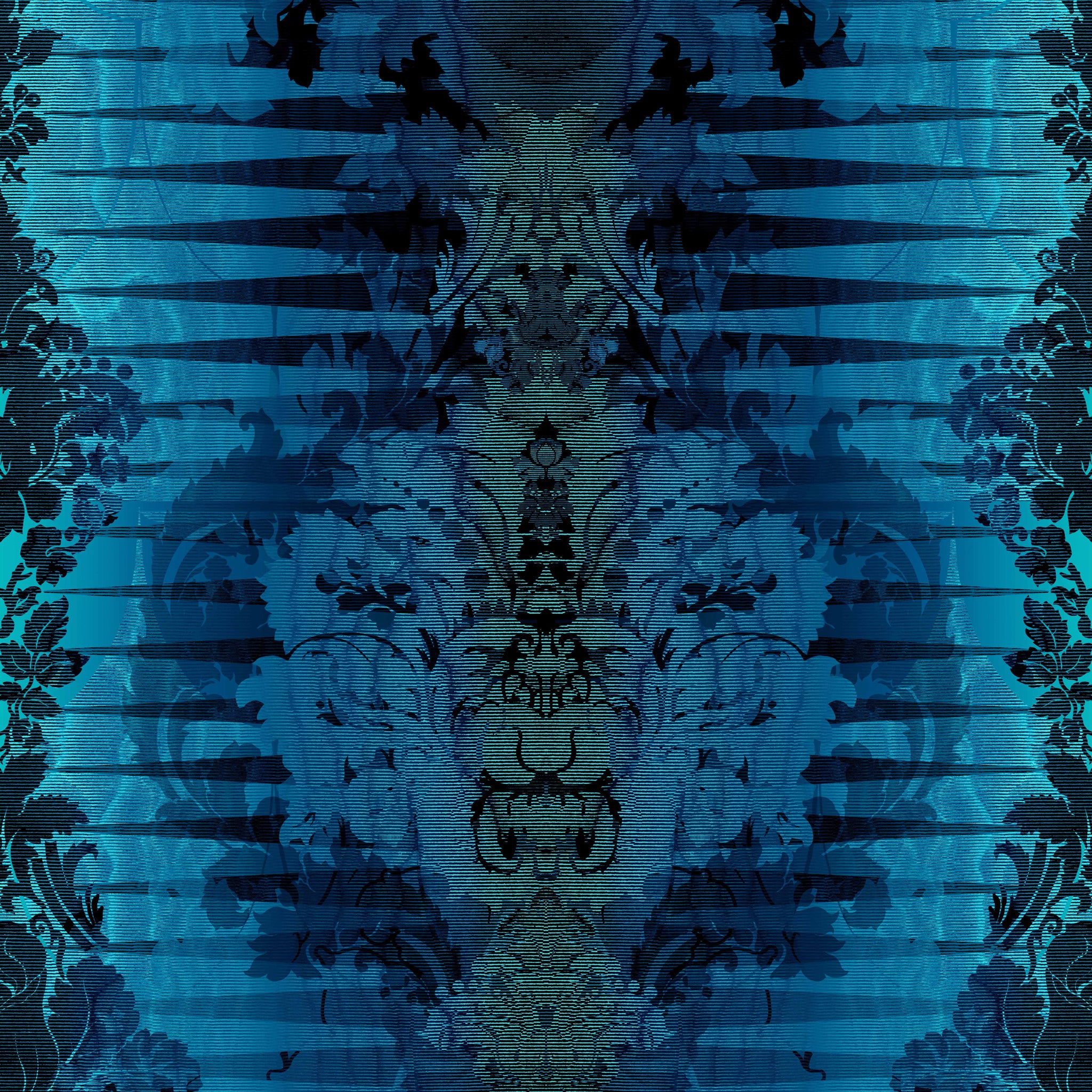 Timorous Beasties 'Moire Damask Foil' Wallpaper Sapphire Blue