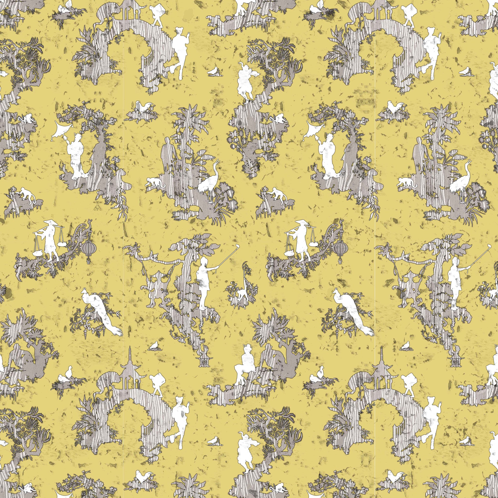 Timorous Beasties Pillement Islands Cork Wallpaper Mustard