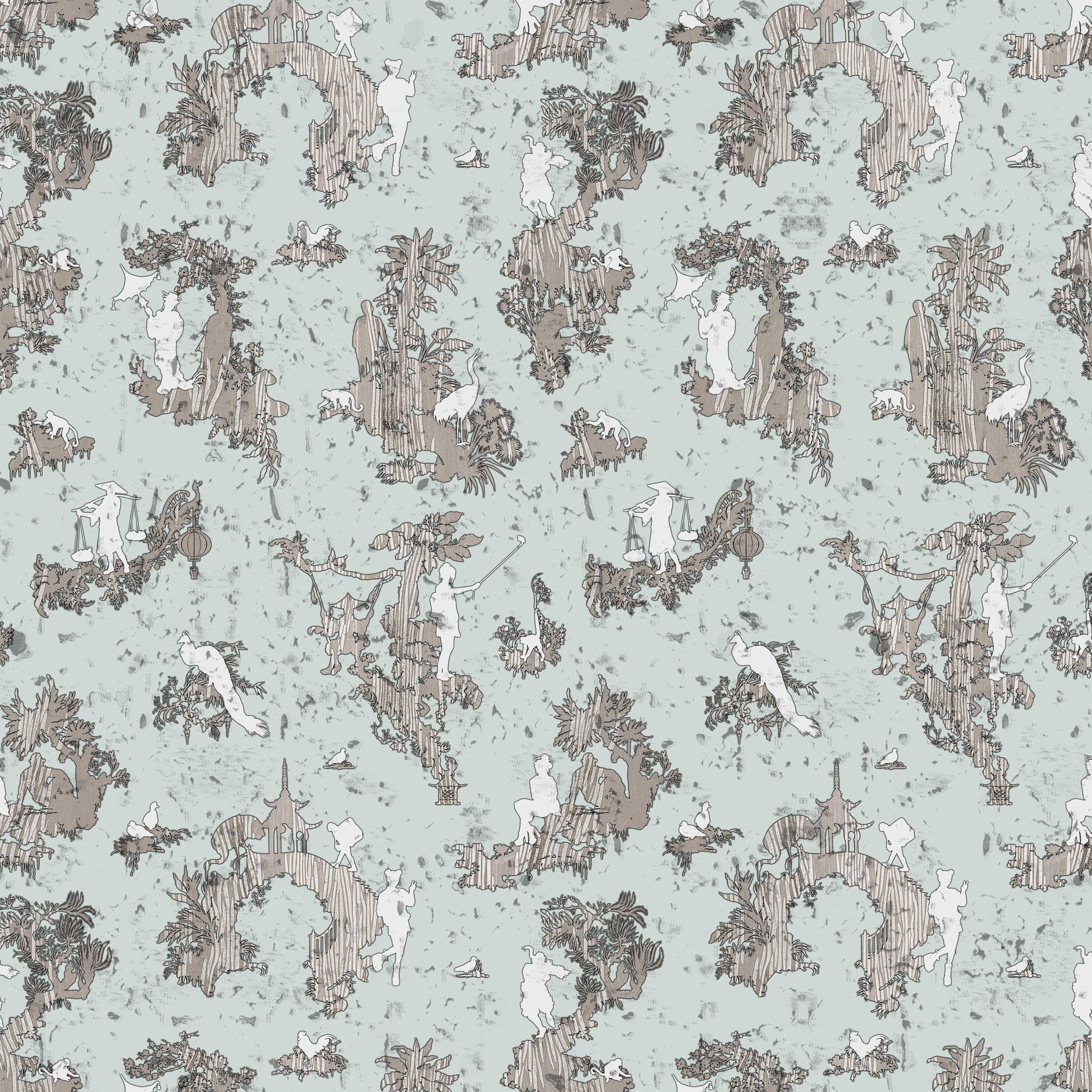 Timorous Beasties Pillement Islands Cork Wallpaper Pale Blue