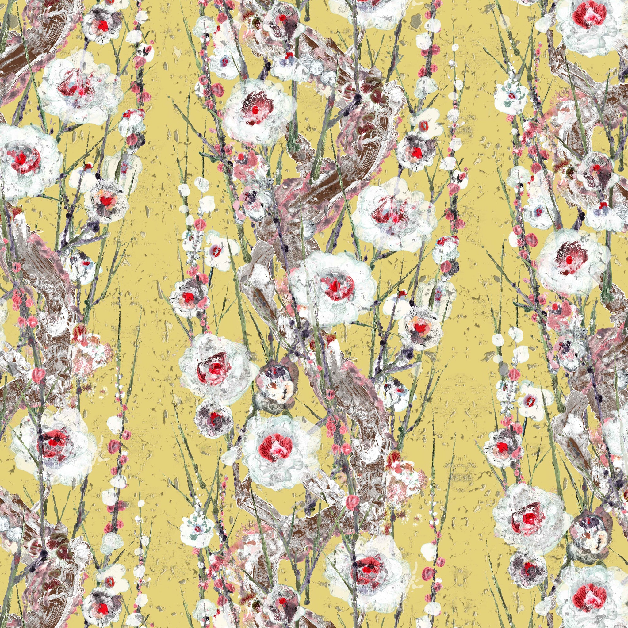 Timorous Beasties 'Sakura Cork' Wallpaper Yellow Tang