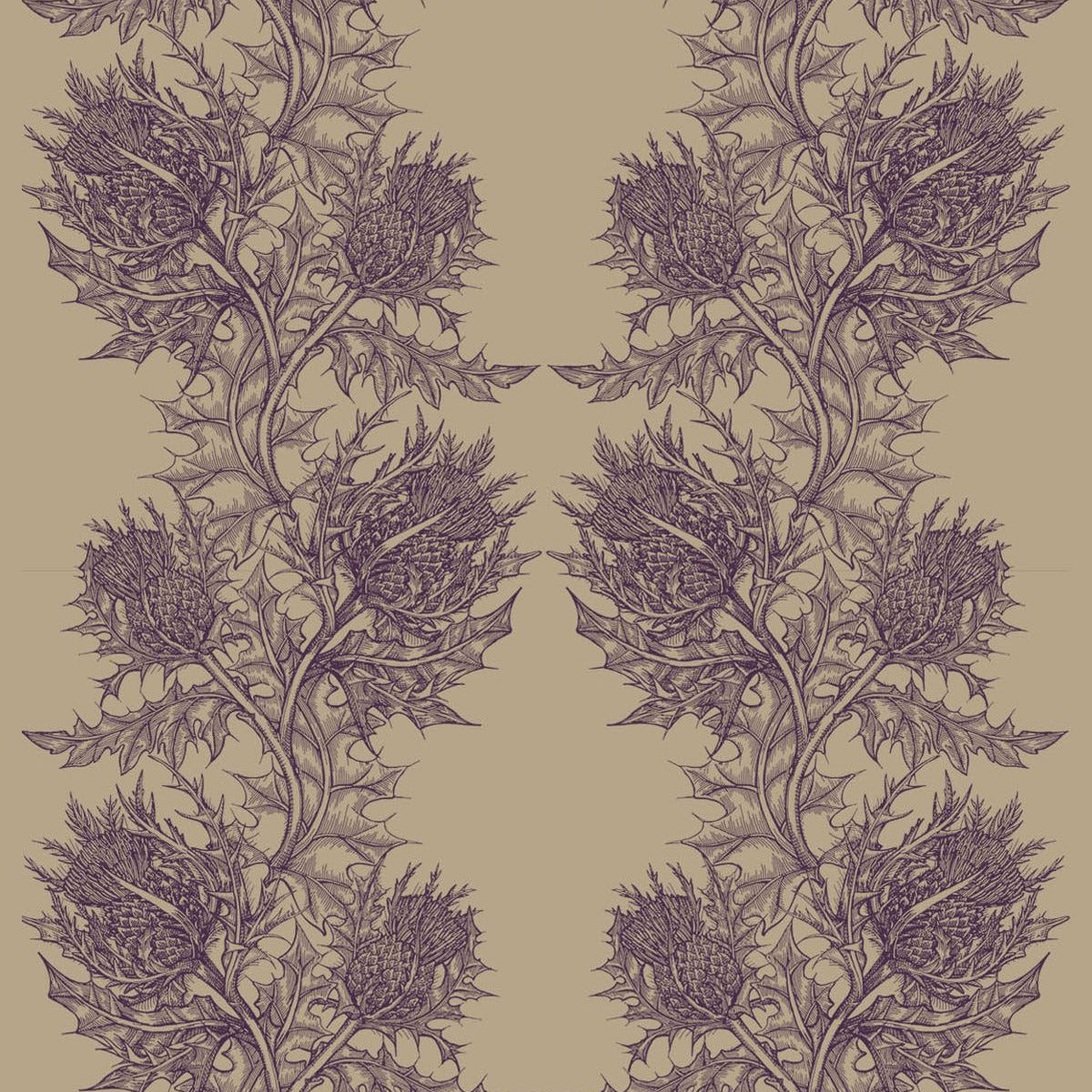 Timorous Beasties Thistle Fabric Beetroot