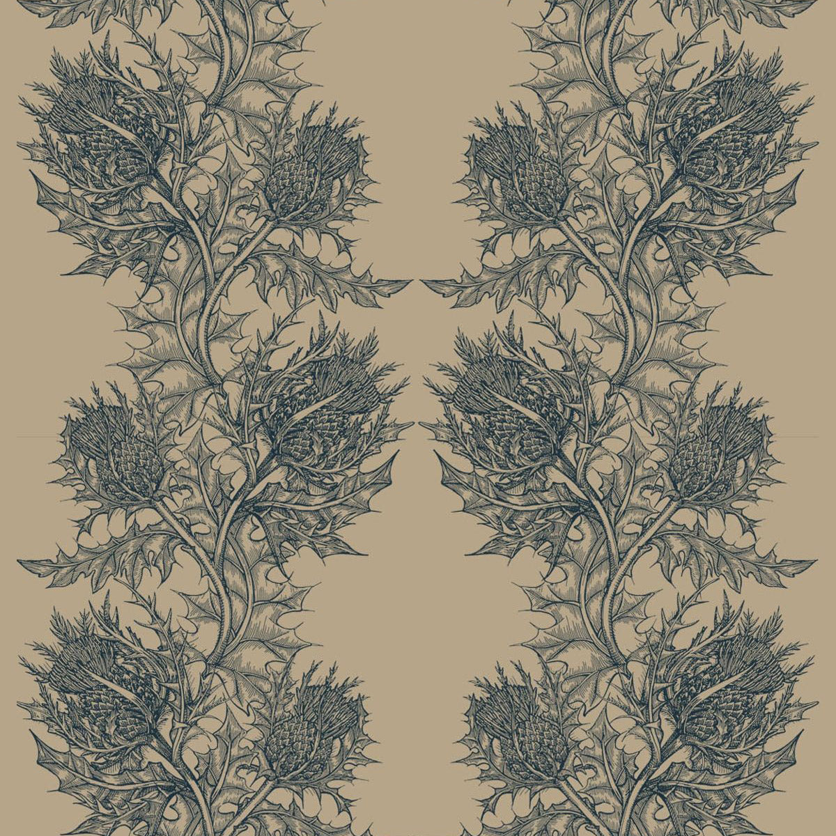 Timorous Beasties Thistle Fabric Navy Blue