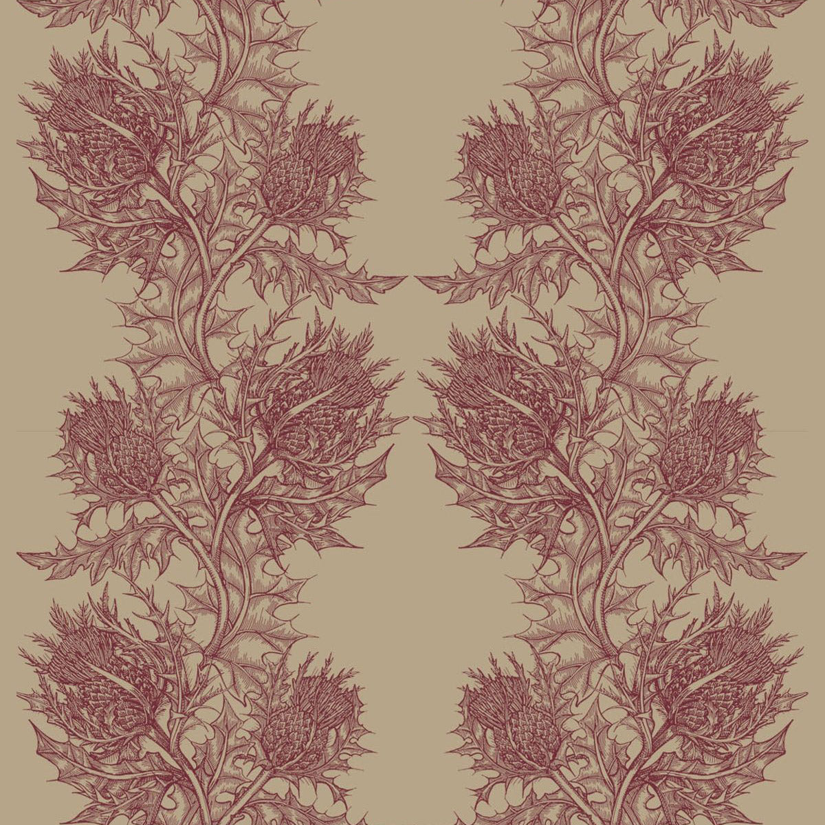 Timorous Beasties Thistle Fabric Red