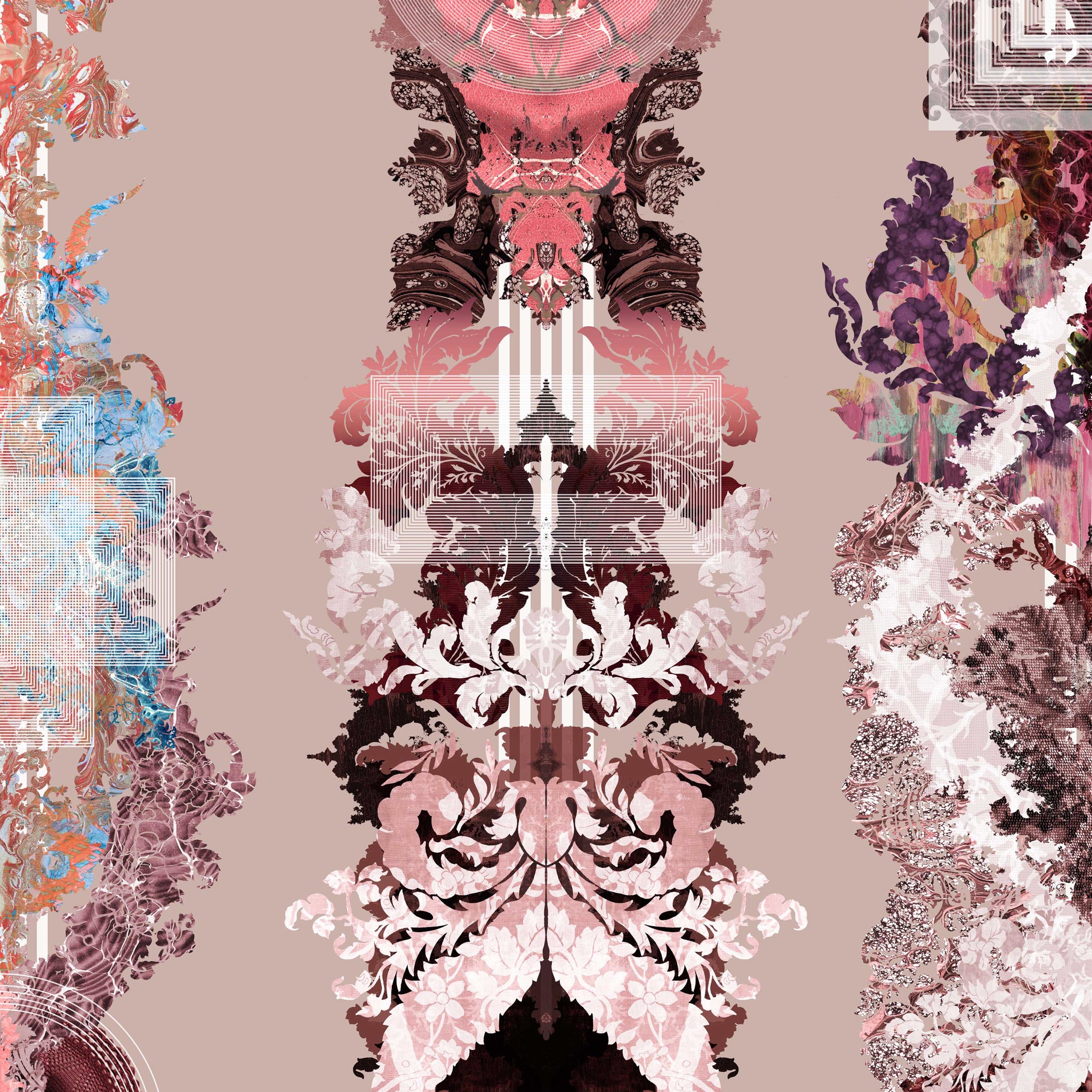 Timorous Beasties 'Totem Damask' Wallpaper Rum Raisin