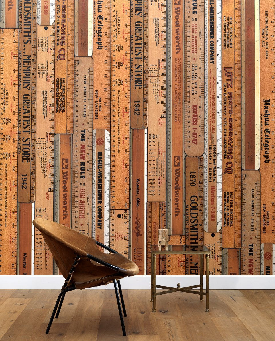 Printed Rulers Wallpaper by Mr & Mrs Vintage for NLXL LAB