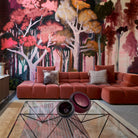 Arte 'Banyan' Panoramic Wallpaper 11530 Red Blossom Room Scene