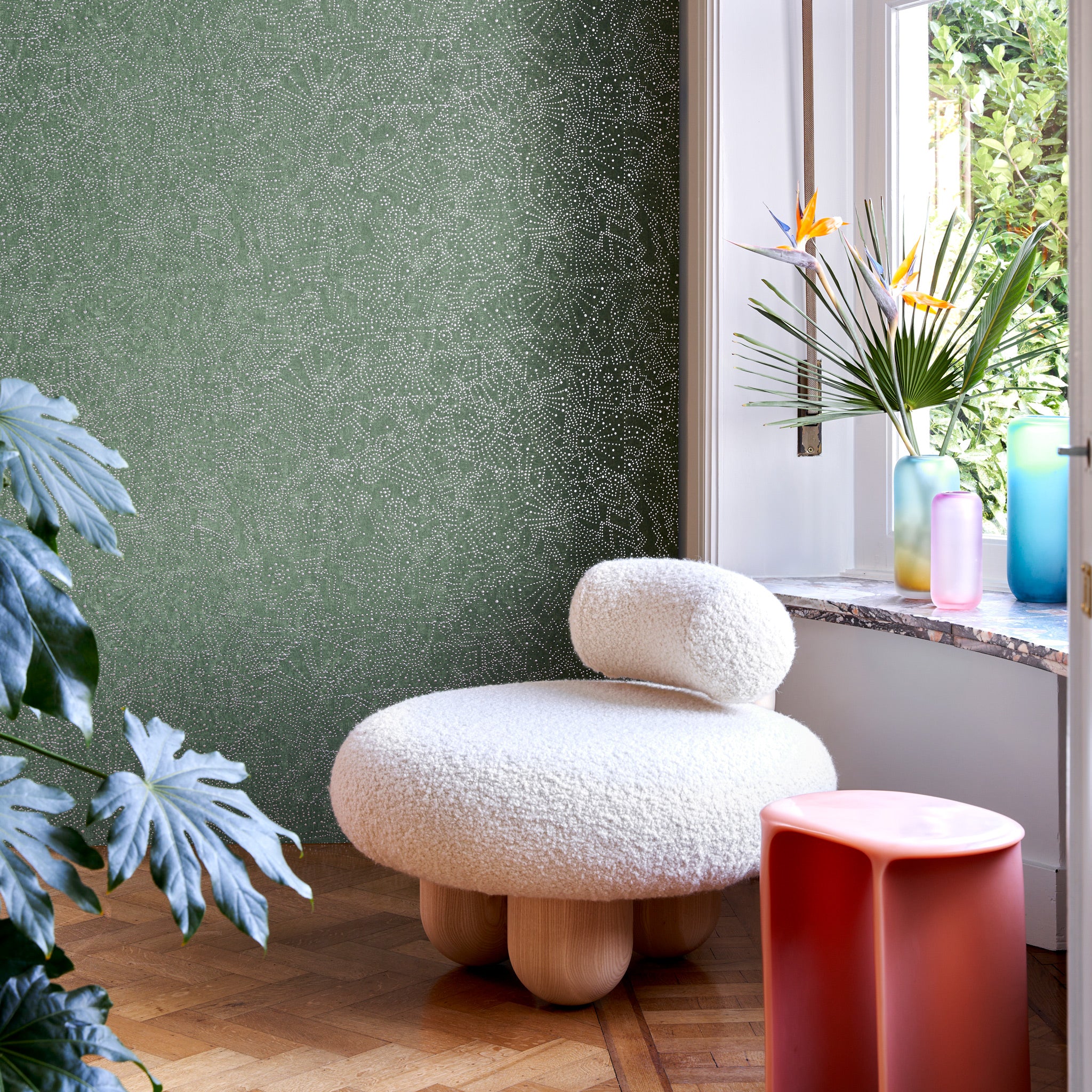 Arte Gobi Wallpaper 74032 Sage Green Room Scene