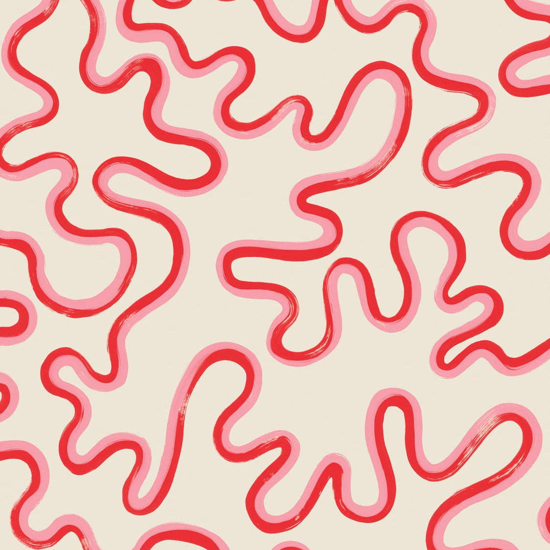 Rainforest Squiggle Wallpaper by Vivienne Westwood - Crimson & Lipstick on Parchment