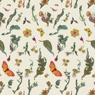 Pattern of butterflies and flowers on a beige background