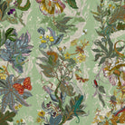 Floral and botanical pattern with butterflies and insects on a green background