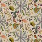 Colorful floral and insect pattern on a beige background