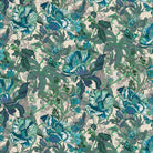 Pattern of blue and green flowers on a beige background