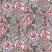 Floral pattern with pink flowers and green leaves on a teal background