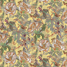 Floral pattern with flowers and leaves on a yellow background