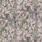 Floral and leaf pattern on a light pink background