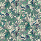 Pattern of green and blue dragons on a beige background