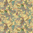 Decorative pattern with leaves and branches on a yellow background