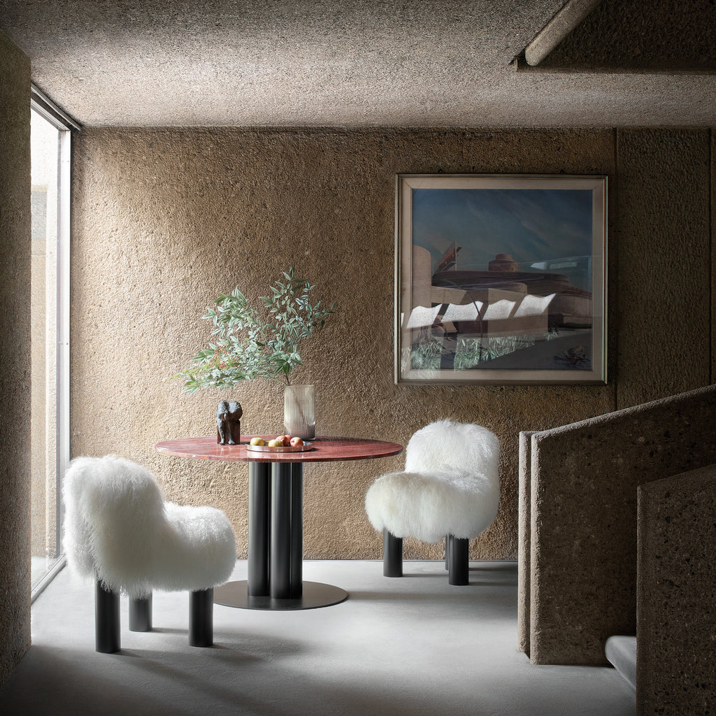 Arflex 'Botolo' Armchair High White Fur Room Scene