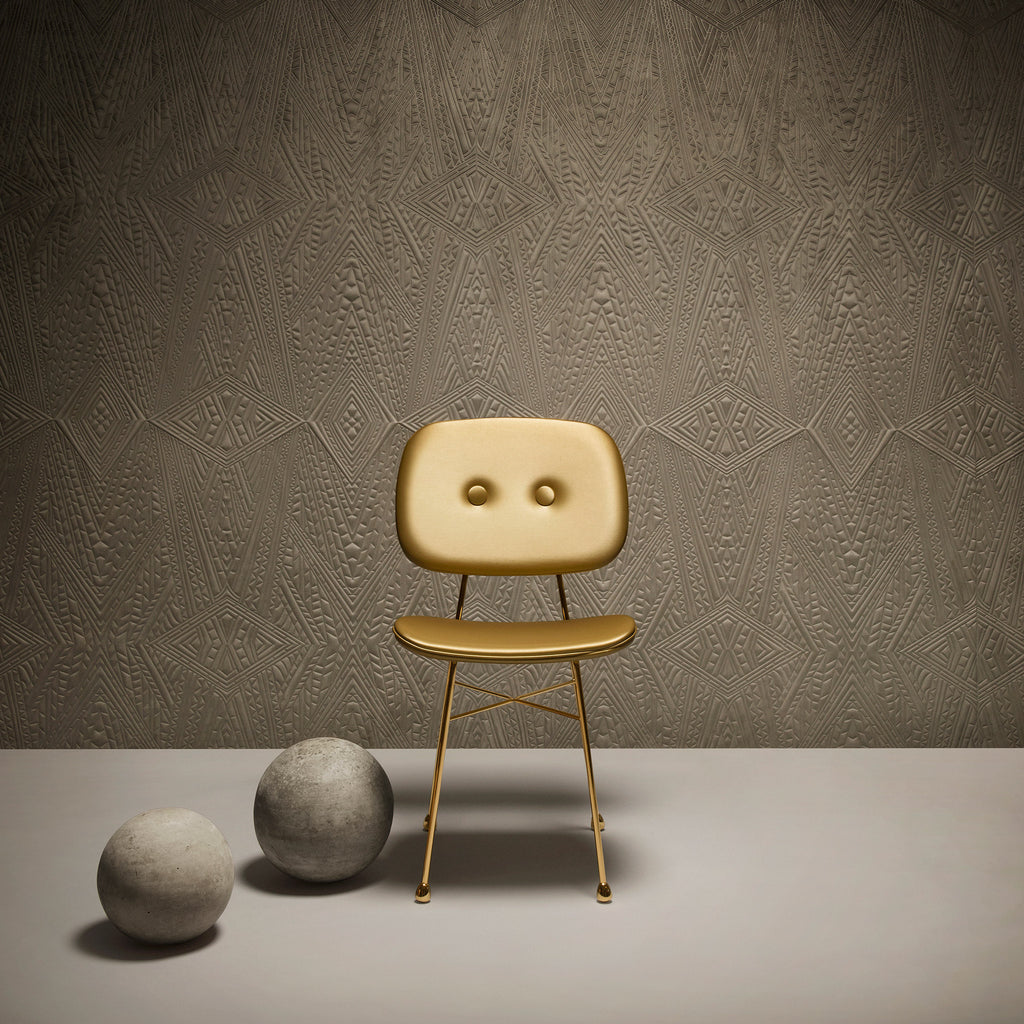 Arte x Moooi Wallcovering 'Dwarf Rhino' Wallpaper Golden Chair