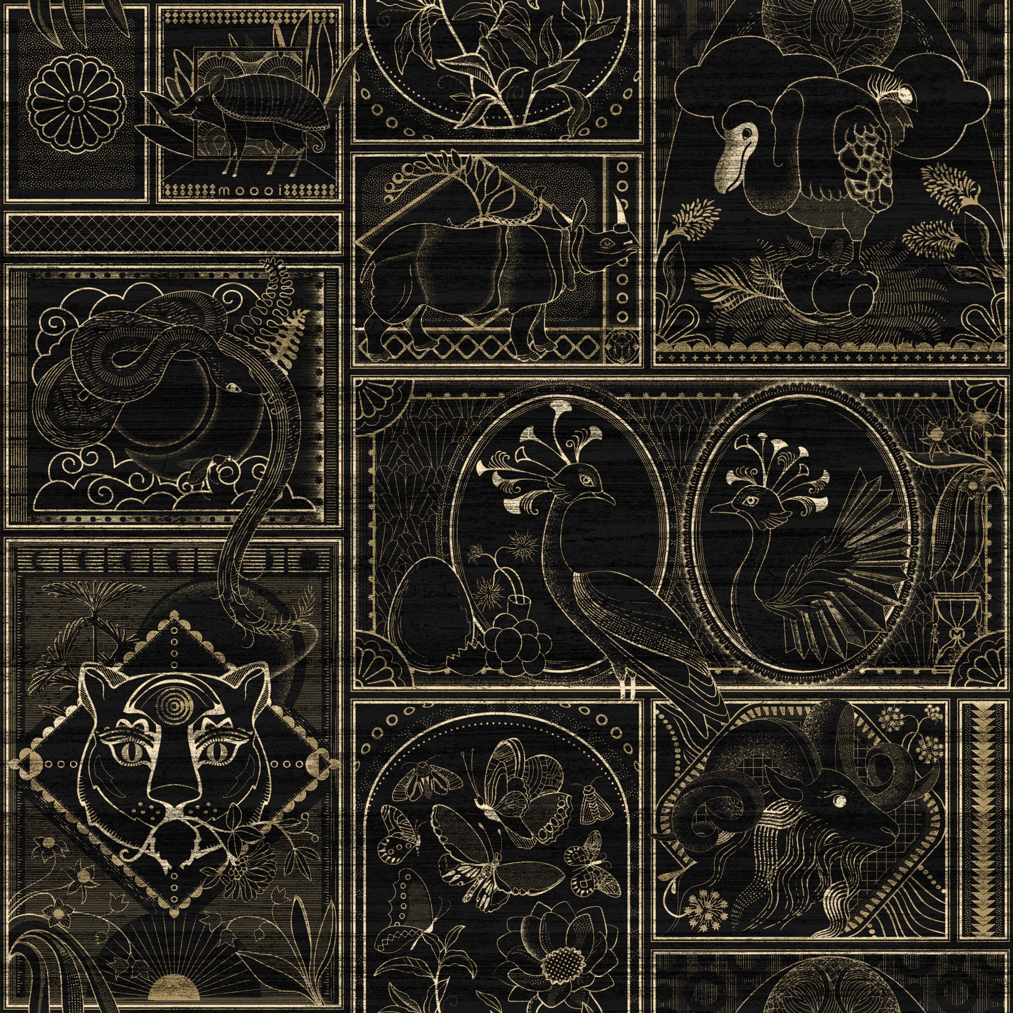 Arte x Moooi Wallcovering 'Golden Tiger' Wallpaper MO4040 Ebony