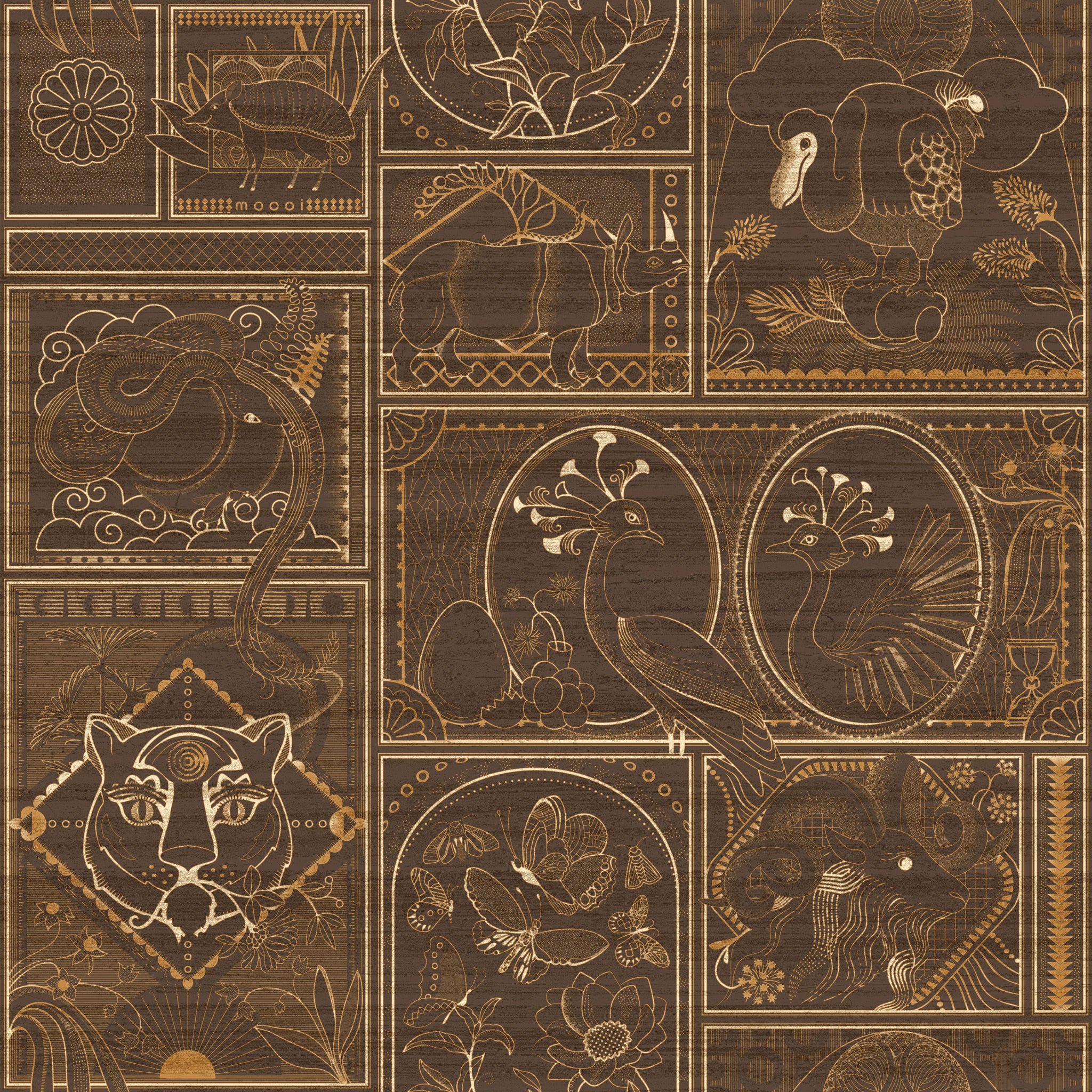 Arte x Moooi Wallcovering 'Golden Tiger' Wallpaper MO4042 Makore