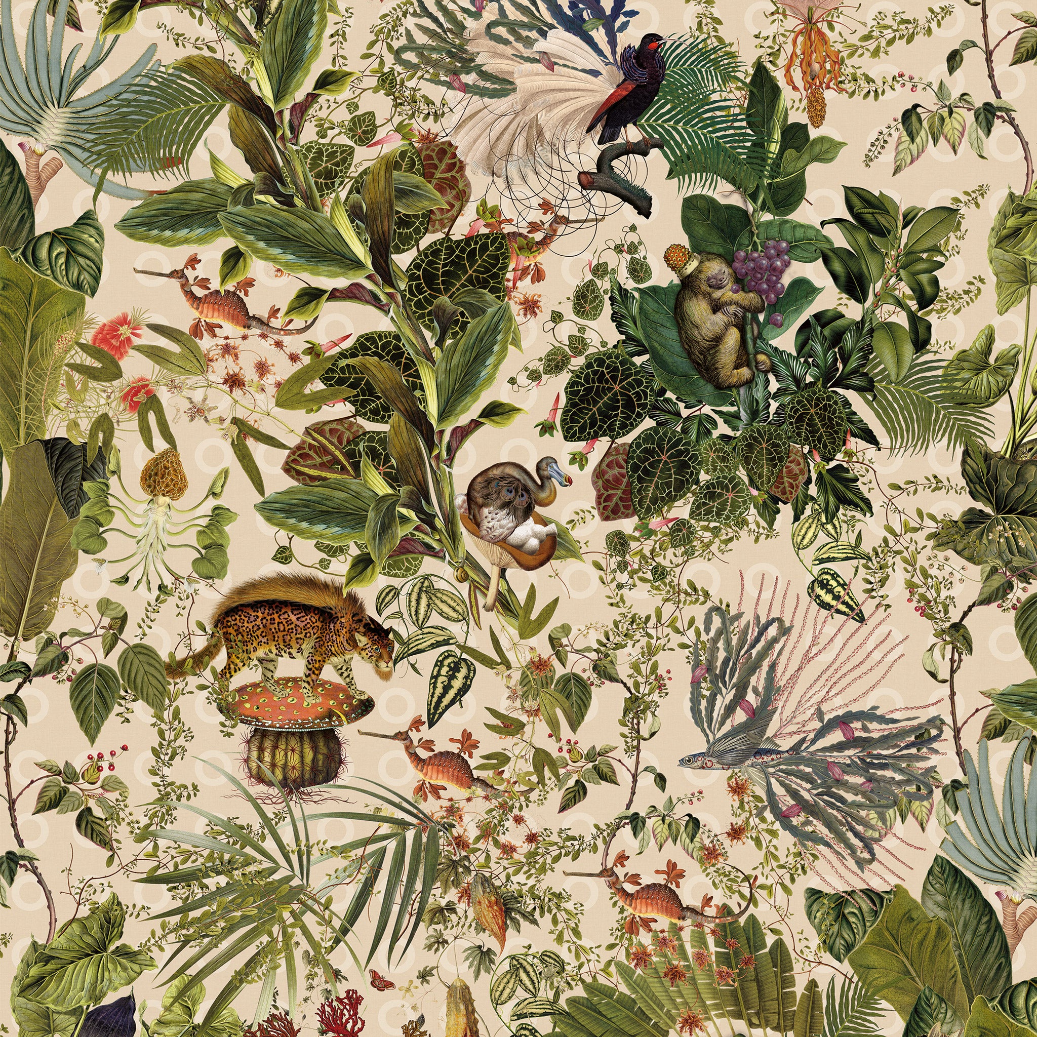 Arte x Moooi Wallcovering Menagerie of Extinct Animals Wallpaper MO2072