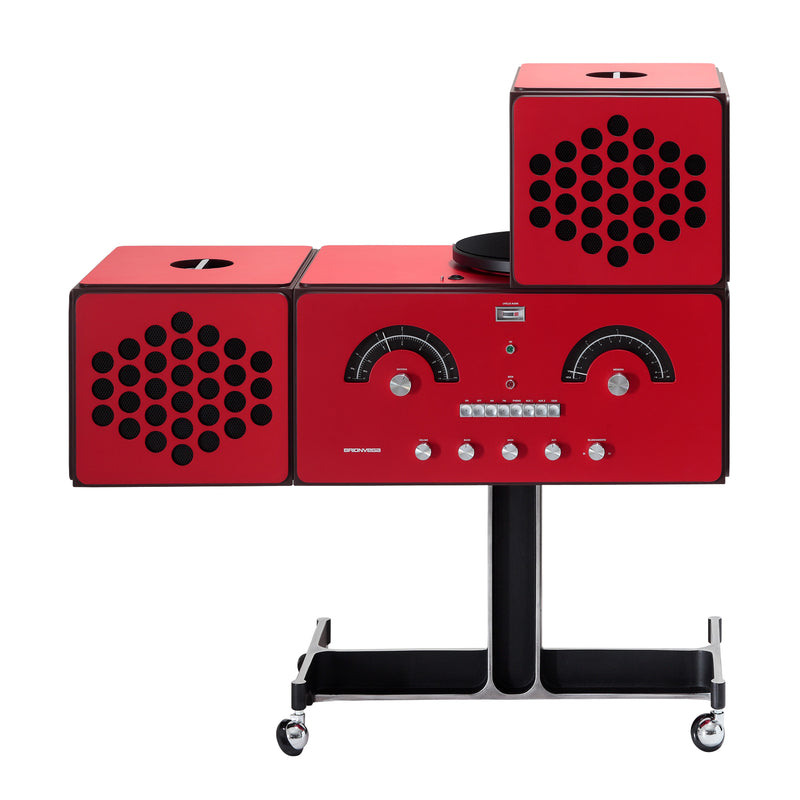 Brionvega 'Radiofonografo' RR226 Fo-St Red Record Player Half Cube