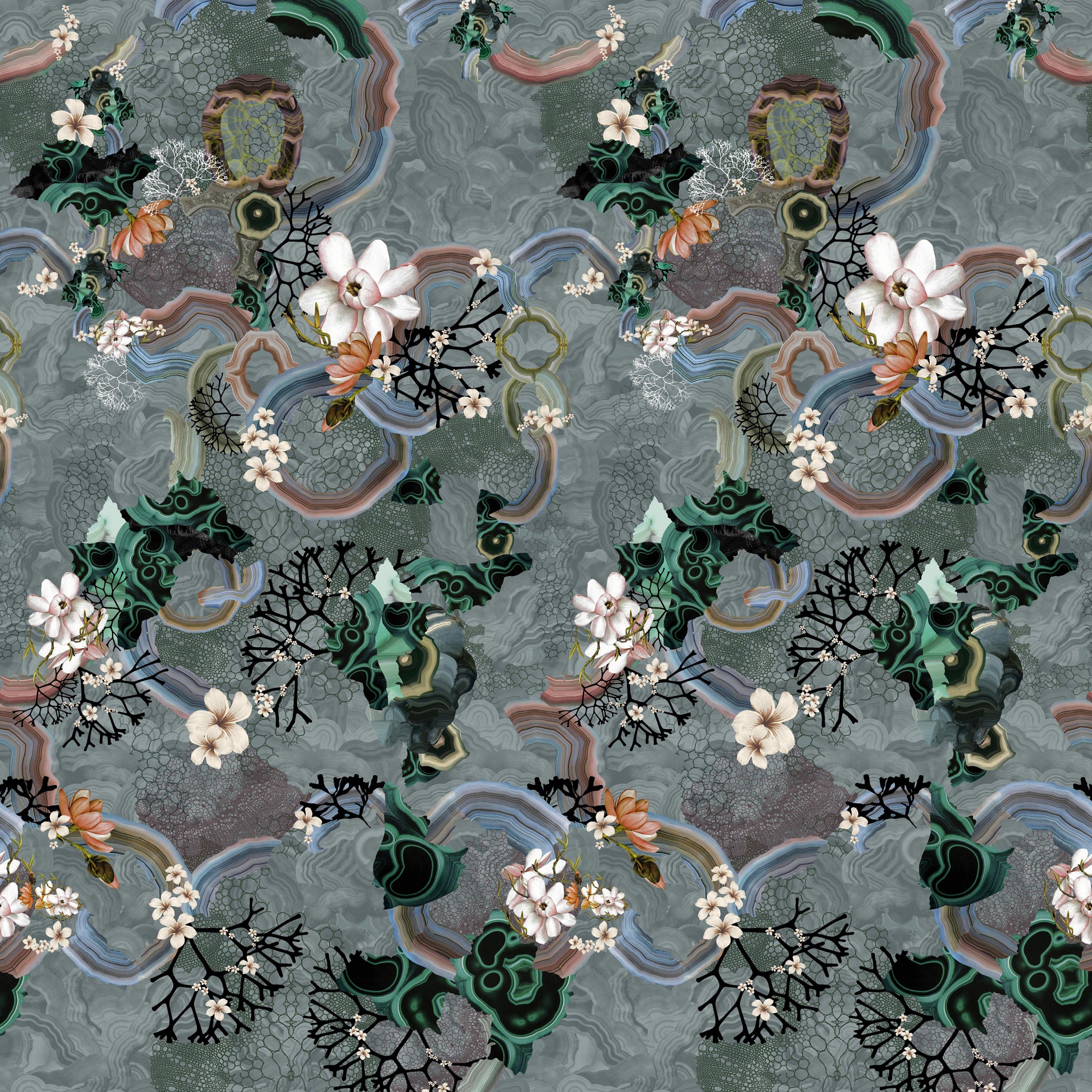 Christian Lacroix 'Algae Bloom' Wallpaper Graphite (PCL7041/01)