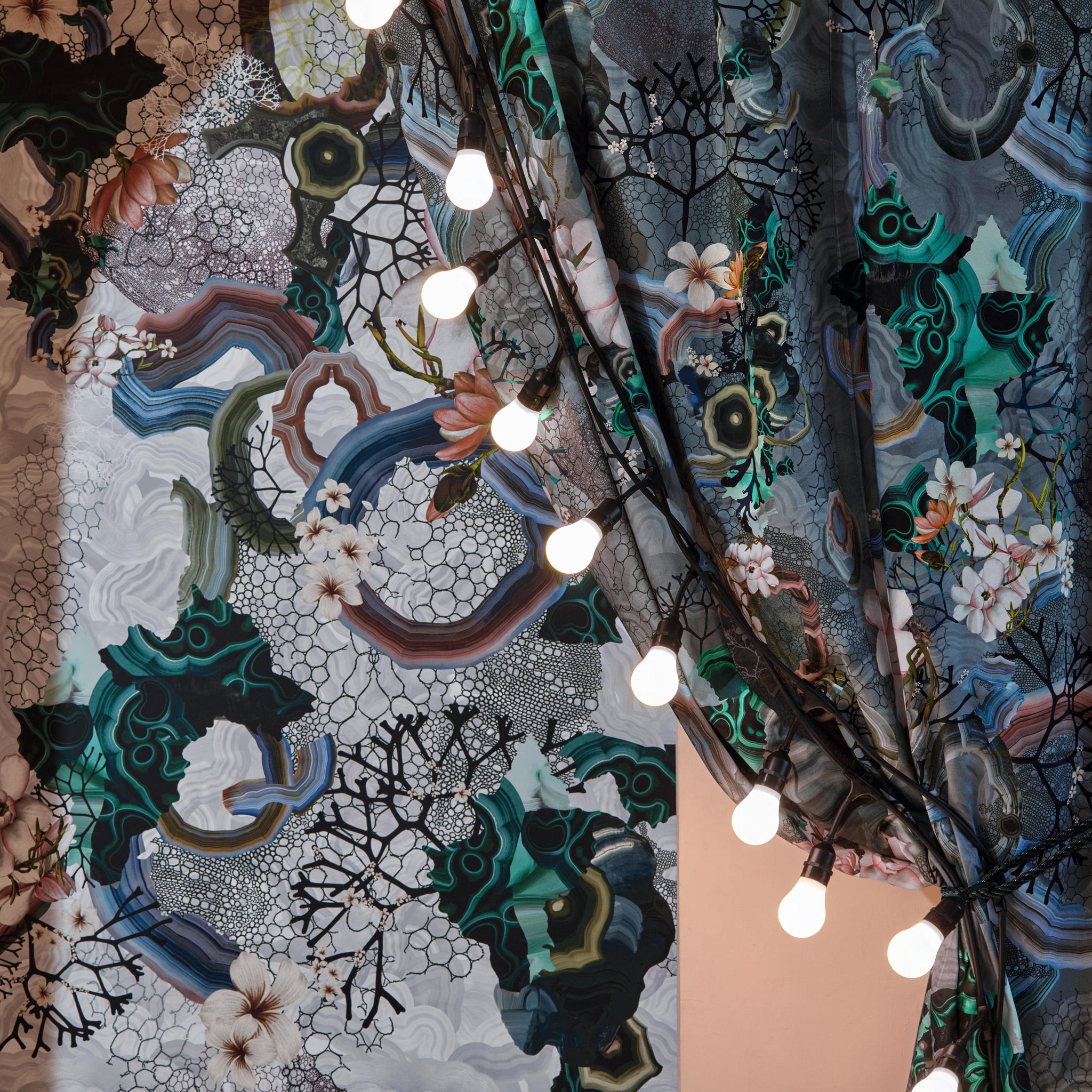 Christian Lacroix 'Algae Bloom' Wallpaper Graphite Roomset Detail