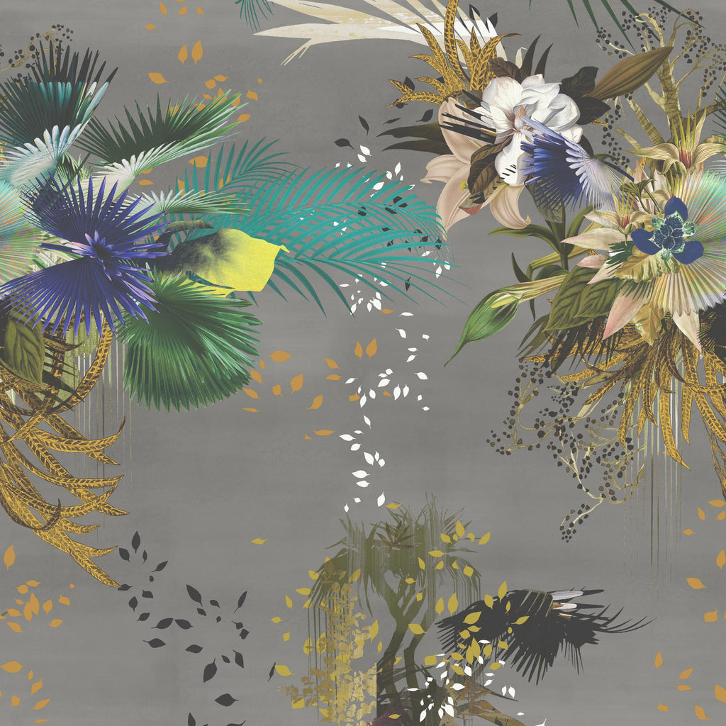 Christian Lacroix 'Oiseau Fleur' Wallpaper Graphite (PCL7031/02)