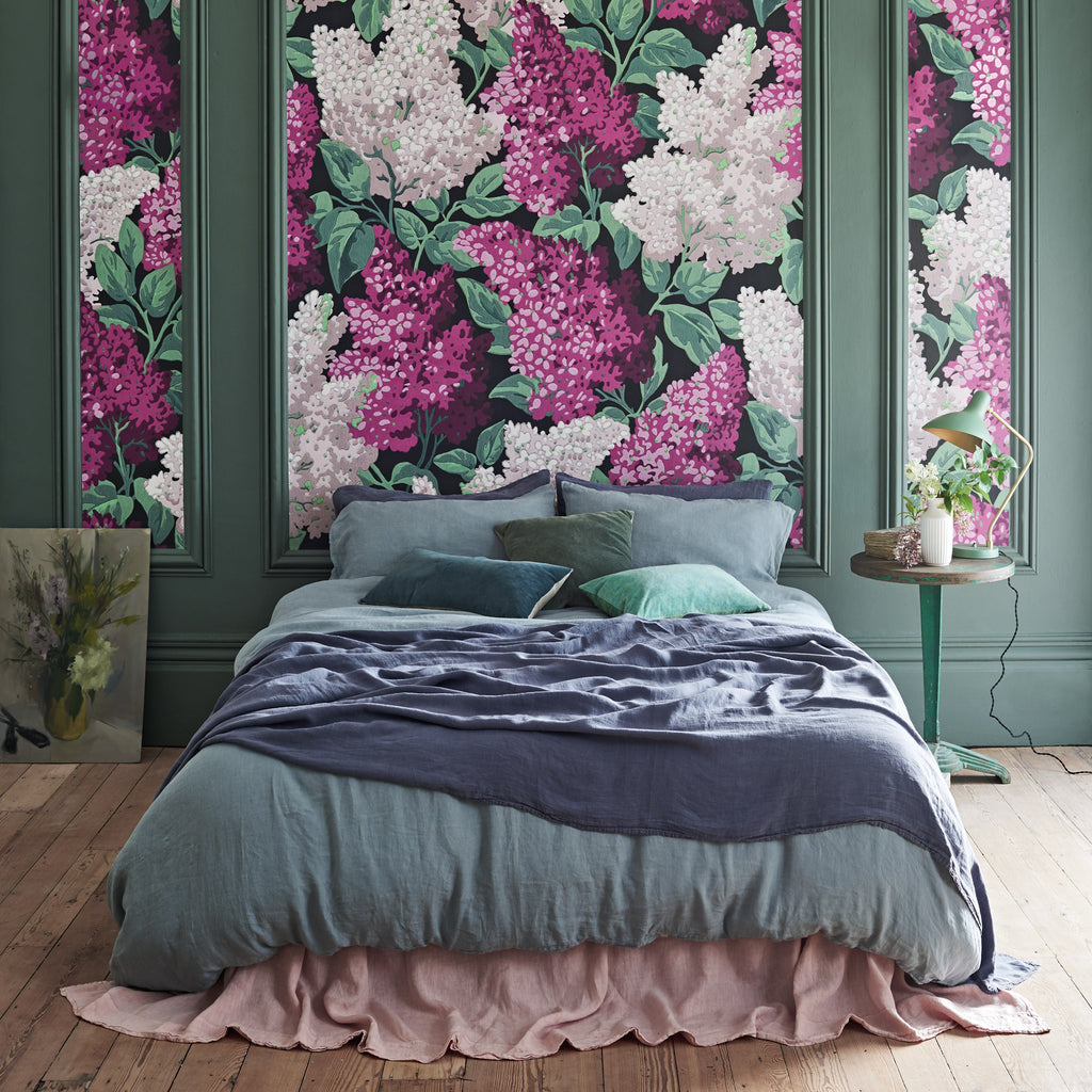 Cole & Son Lilac Grandiflora Wallpaper 115/15045 Roomset Bed