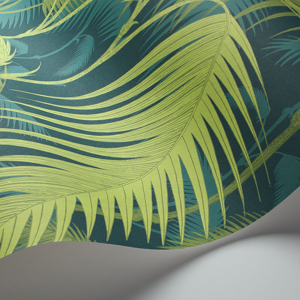 Cole and Son Palm Jungle Wallpaper Petrol & Lime 112/1002 Detail