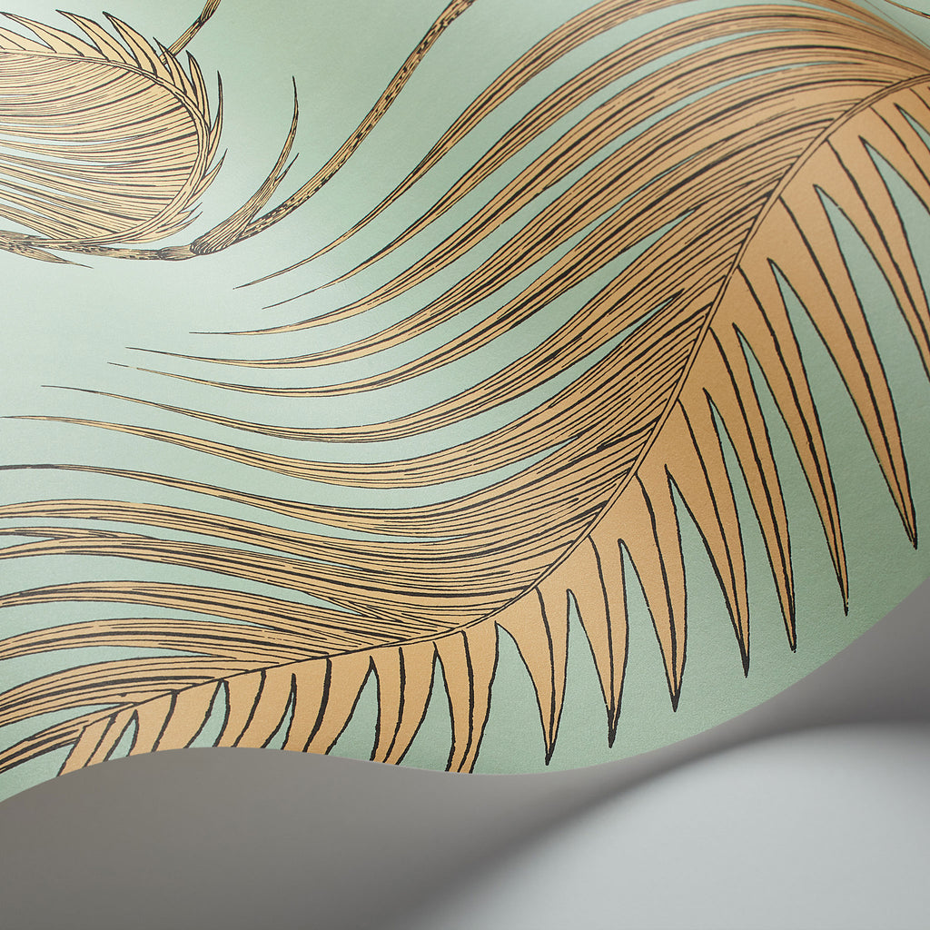 Cole and Son 'Palm Leaves' Wallpaper Mint & Sand 112/2006 Detail